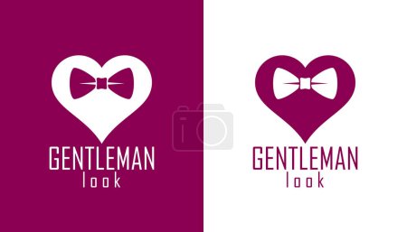 Illustration for Gentleman heart vector icon or logo, heart shape with tie mustache and glasses symbol, man club, male hipster style and fashion. - Royalty Free Image