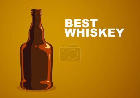 Illustration for Whiskey bottle vector simple illustration, bourbon cognac alcohol. - Royalty Free Image