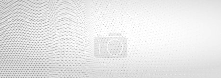 Illustration for Vector abstract monochrome dotted background with dimensional perspective, technology and science theme, big data flow, geometric 3D design. - Royalty Free Image