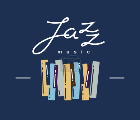 Illustration for Jazz music emblem or logo vector flat style illustration isolated, grand piano logotype for recording label or studio or musical band. - Royalty Free Image