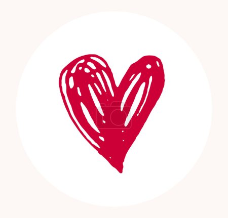 Téléchargez les illustrations : Logo ou icône vectoriel de coeur dessiné à la main, symbole de coeur peint par coup de pinceau, élément graphique croquis doodle. - en licence libre de droit