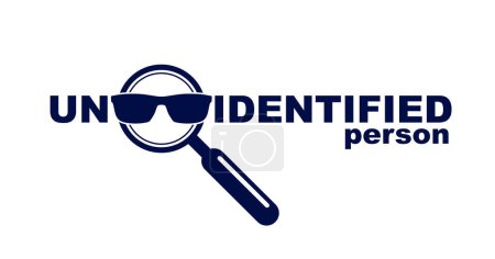 Ilustración de Incognito vector concept magnifying glass with dark glasses, criminal hiding his person, against law illegal man, unidentified person. - Imagen libre de derechos