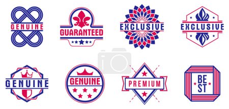Illustration for Premium best quality vector emblems set, badges and logos collection for different products and business, classic graphic design elements, insignias and awards. - Royalty Free Image