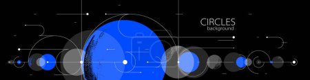 Illustration for Abstract circles and lines vector background, geometric composition drawing technology plan, loop circular digital scheme. - Royalty Free Image