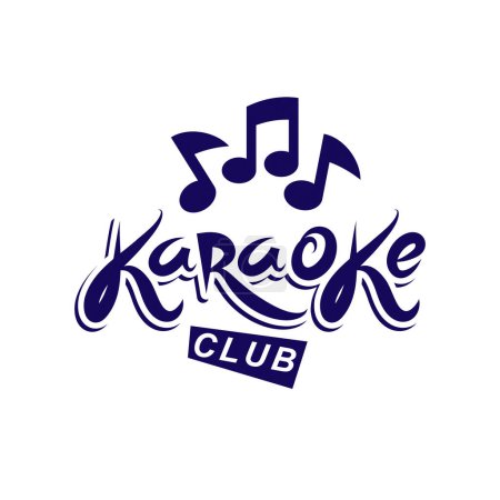 Illustration for Karaoke club vector emblem created using musical notes, design elements for karaoke club flyers cover design. - Royalty Free Image