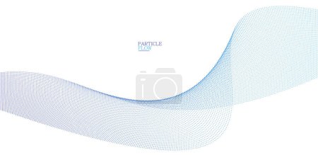 Illustration for Light blue abstract background, vector wave of flowing particles, curvy lines of dots in motion, technology and science theme, airy and ease futuristic illustration. - Royalty Free Image