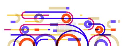 Ilustración de Fondo geométrico con círculos y líneas de arte vectorial, plan técnico de composición abstracta, sistema techno mínimo plano. - Imagen libre de derechos