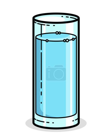 Glass of water vector illustration isolated on white, pure fresh drinking water cartoon style icon.