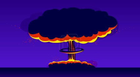 Illustration for Nuclear explosion vector illustration, apocalypse theme, world war 3, atomic bomb mushroom Armageddon. - Royalty Free Image
