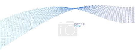 Illustration for Blue airy particles flow vector design, abstract background with wave of flowing dots array, digital futuristic illustration, nano technology theme. - Royalty Free Image
