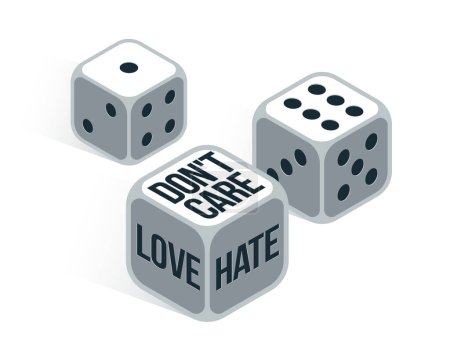 Illustration for Love and hate emotions in love relations vector illustration, the moment when mate do not care anymore concept. - Royalty Free Image