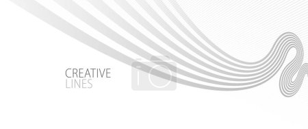 Illustration for Wave lines in 3D perspective vector abstract background with smooth gradient of light grey and white monochrome colors, easy relaxing motion. - Royalty Free Image