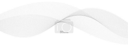 Illustration for Light grey abstract background, vector wave of flowing particles, curvy lines of dots in motion, technology and science theme, airy and ease futuristic illustration. - Royalty Free Image
