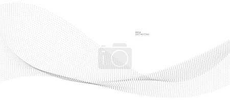 Illustration for Light grey abstract background, vector wave of flowing particles, curvy lines of dots in motion, technology and science theme, airy and ease futuristic illustration. - Royalty Free Image