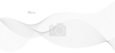 Ilustración de Diseño de vectores de flujo de partículas aireadas grises, fondo abstracto con matriz de onda de puntos fluidos, ilustración futurista digital, tema de tecnología nano. - Imagen libre de derechos