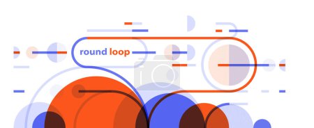 Illustration for Geometric background with circles and lines vector art, abstract composition technical plan, flat minimal techno system. - Royalty Free Image