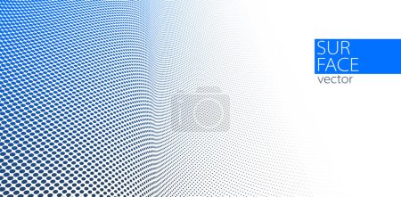 Illustration for Blue and grey dots in 3D perspective vector abstract background, dotted pattern cool design, wave stream of science technology or business blank template for ads. - Royalty Free Image