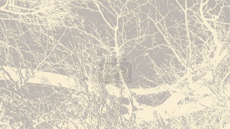 Illustration for Vector abstract dirty grunge background with tree branches chaotic tangled in winter with snow on it. - Royalty Free Image