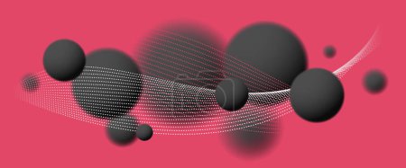 Illustration for Blurred spheres over red vector abstract background, defocused balls levitating wallpaper. - Royalty Free Image