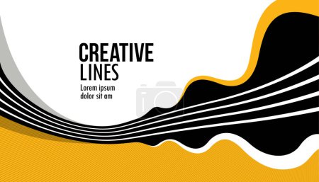 Linien in Bewegung Vektor abstrakter Hintergrund, 3D-Perspektive kreatives optisches Design mit Streifen, Sound- und Musikkonzept, fließende Linien.