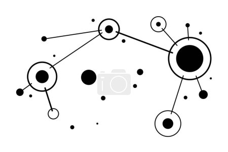 Ilustración de Fondo de tema de tecnología vectorial abstracta con círculos conectados, conexión lineal de diseño geométrico, sistema de red de software. - Imagen libre de derechos