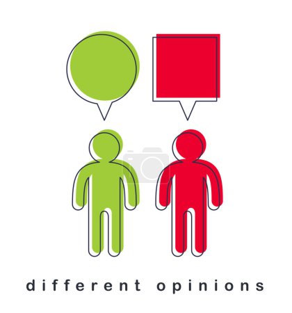 Illustration for Opinion diversity vector concept, different perspectives metaphor, alternative worldview point of view, mind and bias. - Royalty Free Image
