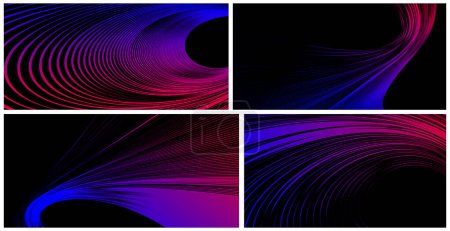 Illustration for Distorted and deformed lines vector abstract background, curvature of space, 3D linear flow curve shape, science fiction. - Royalty Free Image
