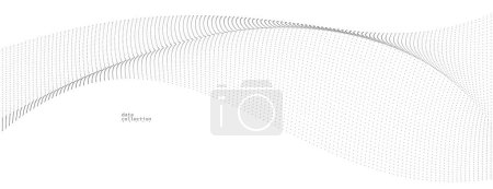 Illustration for Grey airy particles flow vector design, abstract background with wave of flowing dots array, digital futuristic illustration, nano technology theme. - Royalty Free Image