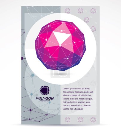 Ilustración de Folleto publicitario de la compañía de tecnologías digitales. vector abstracto 3d geométrico colorido bajo poli objeto
. - Imagen libre de derechos