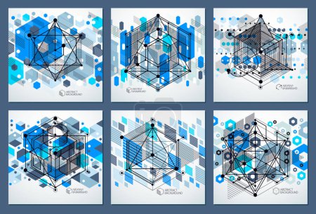 Ilustración de Patrón geométrico isométrico de tendencia fondos azules con bloques y cubos brillantes. Plan técnico se puede utilizar en el diseño web y como fondo de pantalla o fondo. Fondo perfecto para sus diseños - Imagen libre de derechos
