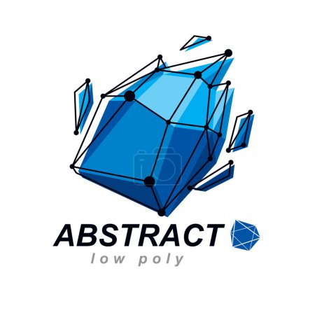 Illustration for Vector abstract 3d mesh object, technology low poly template . Construction industry logo. - Royalty Free Image