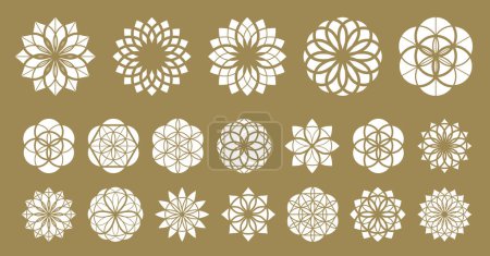Illustration for Flower of life vector ancient esoteric symbol big vector set. - Royalty Free Image