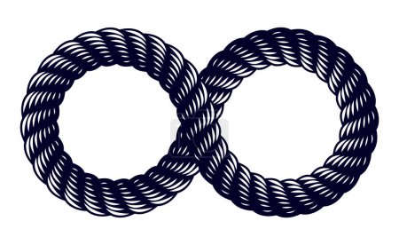 Téléchargez les illustrations : Symbole d'infini fabriqué à partir du logo ou du tatouage de signe vecteur de corde. - en licence libre de droit