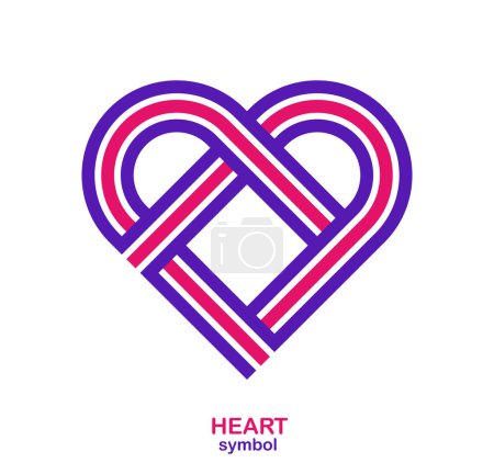 Illustration for Heart symbol in modern geometric style vector logo isolated on white background, best emblem for love and romance or charity or health care clinic, line icon. - Royalty Free Image