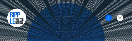 Ilustración de Moire vector de onda fondo abstracto, imagen de efecto digital virtual de contraste lineal, textura hipnótica, arte óptico de moda estilo moderno, rejilla distorsionada en blanco y negro. - Imagen libre de derechos