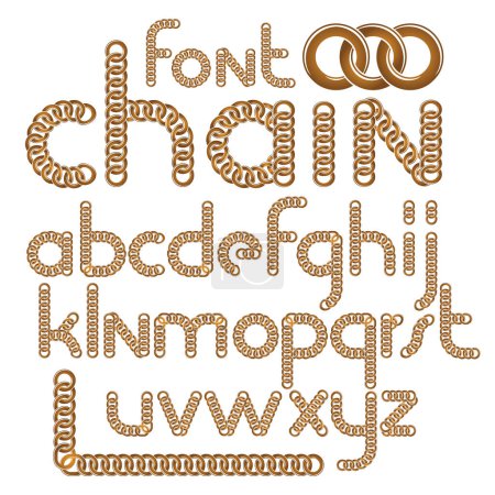 Illustration for Vector script, modern alphabet letters set. Lower case decorative font created using connected chain link. - Royalty Free Image