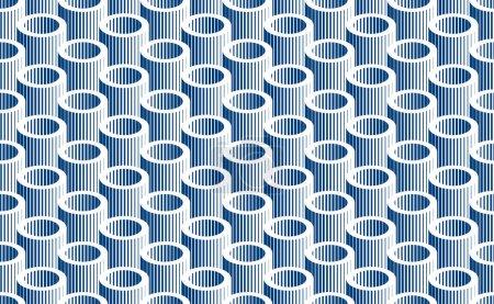 Illustration for Tubes op art seamless vector background, repeat tiling optical illusion pattern, textile or wrapping paper, website backdrop or wallpaper. - Royalty Free Image