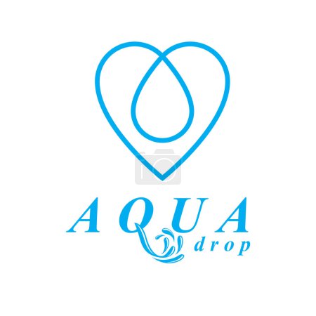 Illustration for Vector blue clear water drop symbol for use in mineral water advertising. Environment protection concept. - Royalty Free Image