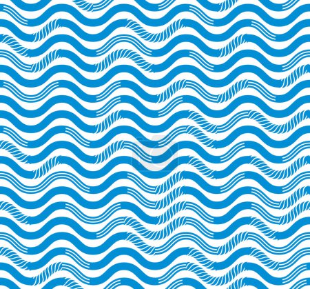 Ilustración de Onduladas líneas técnicas patrón sin costura, vector abstracto repetir fondo infinito, azul de color rítmico ondas
. - Imagen libre de derechos
