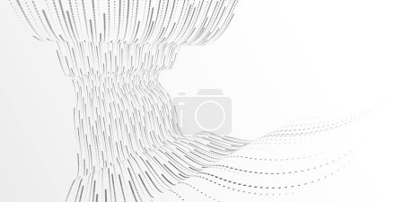 Ilustración de Tecnología de flujo de big data y fondo de vector científico, abstracción tecnológica con líneas electrónicas y estilo digital en perspectiva dimensional 3D, ilustración abstracta. - Imagen libre de derechos