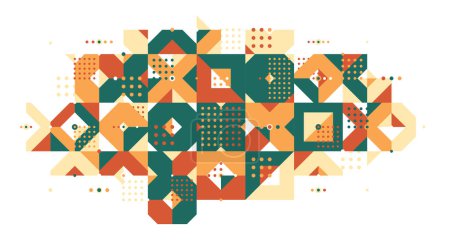 Ilustración de Fondo geométrico abstracto étnico, cerámica parecen colores motivo tribal tradicional, patrón de azulejos de mosaico modular. - Imagen libre de derechos