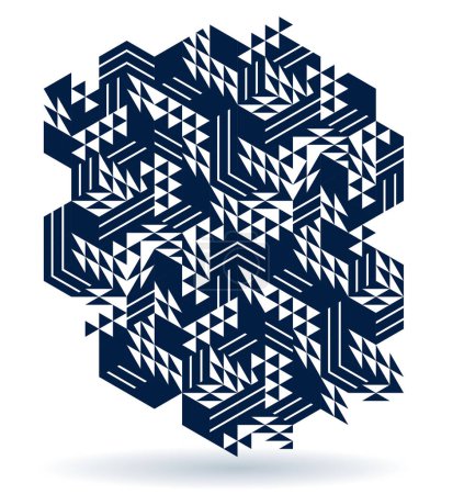 Ilustración de Fondo geométrico vectorial abstracto creado con cubos y formas 3D en perspectiva isométrica, arquitectura abstracta de la ciudad, arte de abstracción poligonal, estilo cúbico. - Imagen libre de derechos