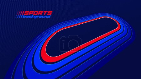 Ilustración de Vector de fondo deportivo líneas abstractas en rotación dimensional 3D, diseño dinámico rojo oscuro y azul para juegos deportivos o actividades de carreras y carreras. - Imagen libre de derechos