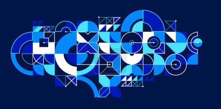 Illustration for Abstract geometric pattern vector background over dark, network and digital data composition, engineering draft style pattern, tech style engine looks like shapes. - Royalty Free Image