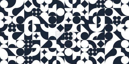 Illustration for Seamless geometric pattern, abstract vector background for wallpaper or websites or wrapping paper print created with black and white elements of geometry. - Royalty Free Image