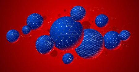 Illustration for Colorful dotted spheres vector illustration, abstract background with beautiful balls with dots, 3D globes design concept art. - Royalty Free Image