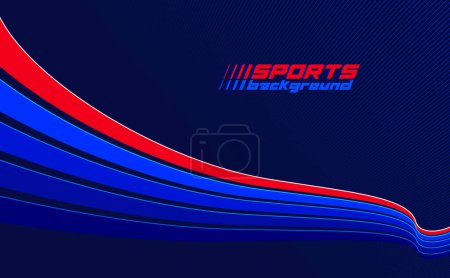 Ilustración de Vector de fondo deportivo líneas abstractas en rotación dimensional 3D, diseño dinámico rojo oscuro y azul para juegos deportivos o actividades de carreras y carreras. - Imagen libre de derechos