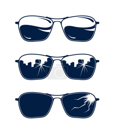 Illustration for Sunglasses vector set, stylish eyeglasses fashion design elements. - Royalty Free Image