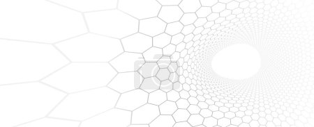 Ilustración de Tecnología vector fondo abstracto con malla hexagones, abstracción 3D de nanotecnología y ciencia, electrónica y estilo digital, perspectiva dimensional de red de alambre. - Imagen libre de derechos