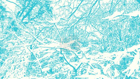 Téléchargez les illustrations : Vecteur abstrait fond sale grunge avec des branches d'arbres chaotiques enchevêtrés en hiver avec de la neige dessus. - en licence libre de droit